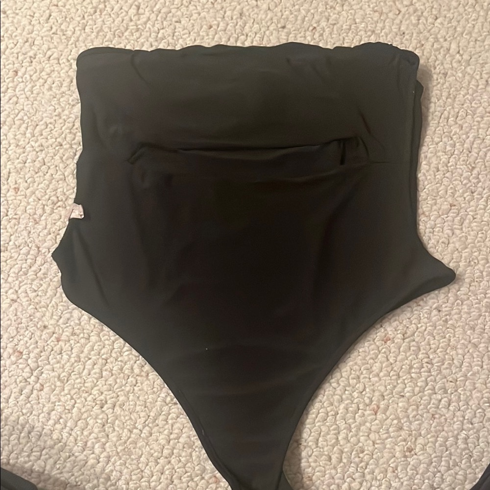 Strapless Bodysuit with slit in the middle